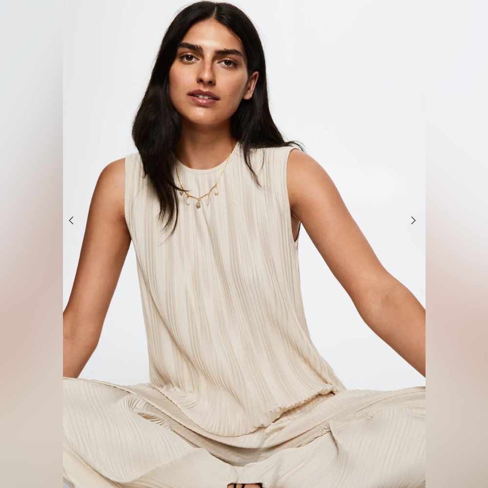 Mango Pleated Satin Top